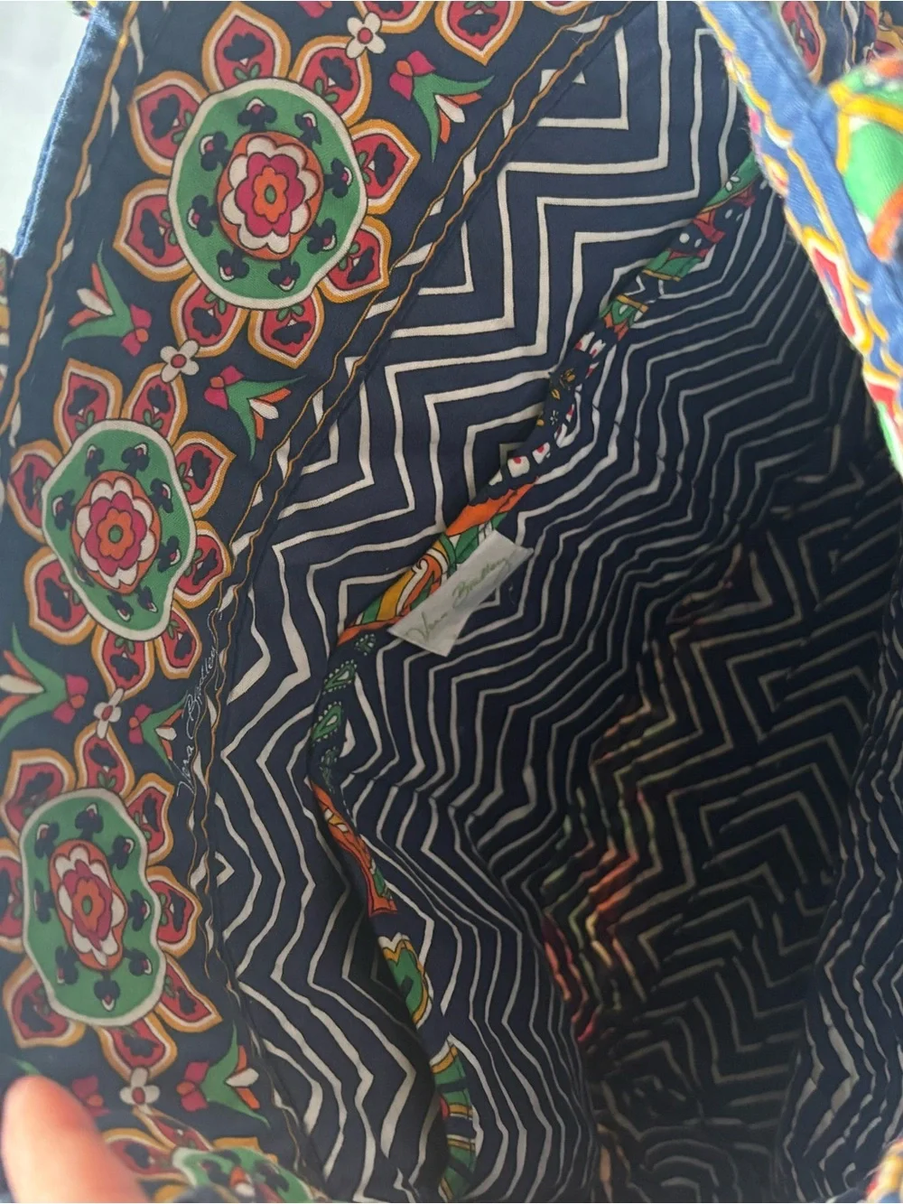 Vera Bradley Paisley Quilted Tote in Green, Pink, Orange & Navy